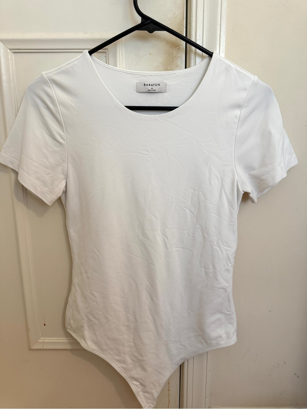 Aritzia Babaton White Short-Sleeve Crewneck Bodysuit